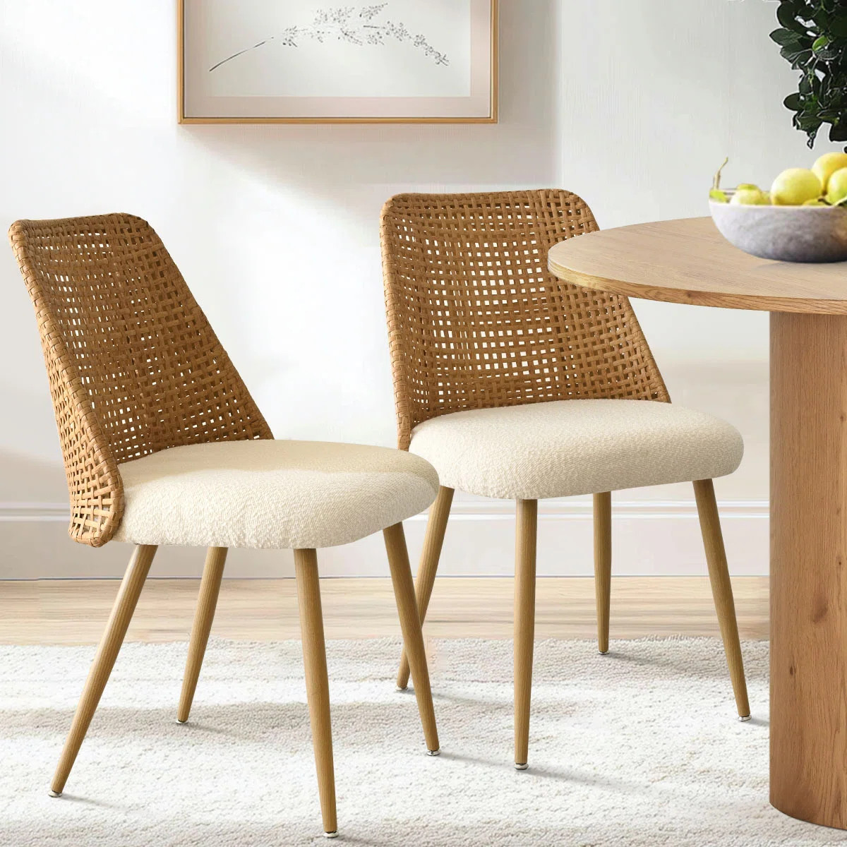 19.5'' Seat Height Upholstered Rattan Back Dining Chair | Wayfair North America