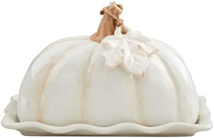 Mud Pie White Pumpkin Butter Dish, 4 1/4" x 7 1/2" | Amazon (US)