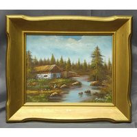 Vintage Artist Signed Original Landscape Oil Painting European Country Cottage | Etsy (US)