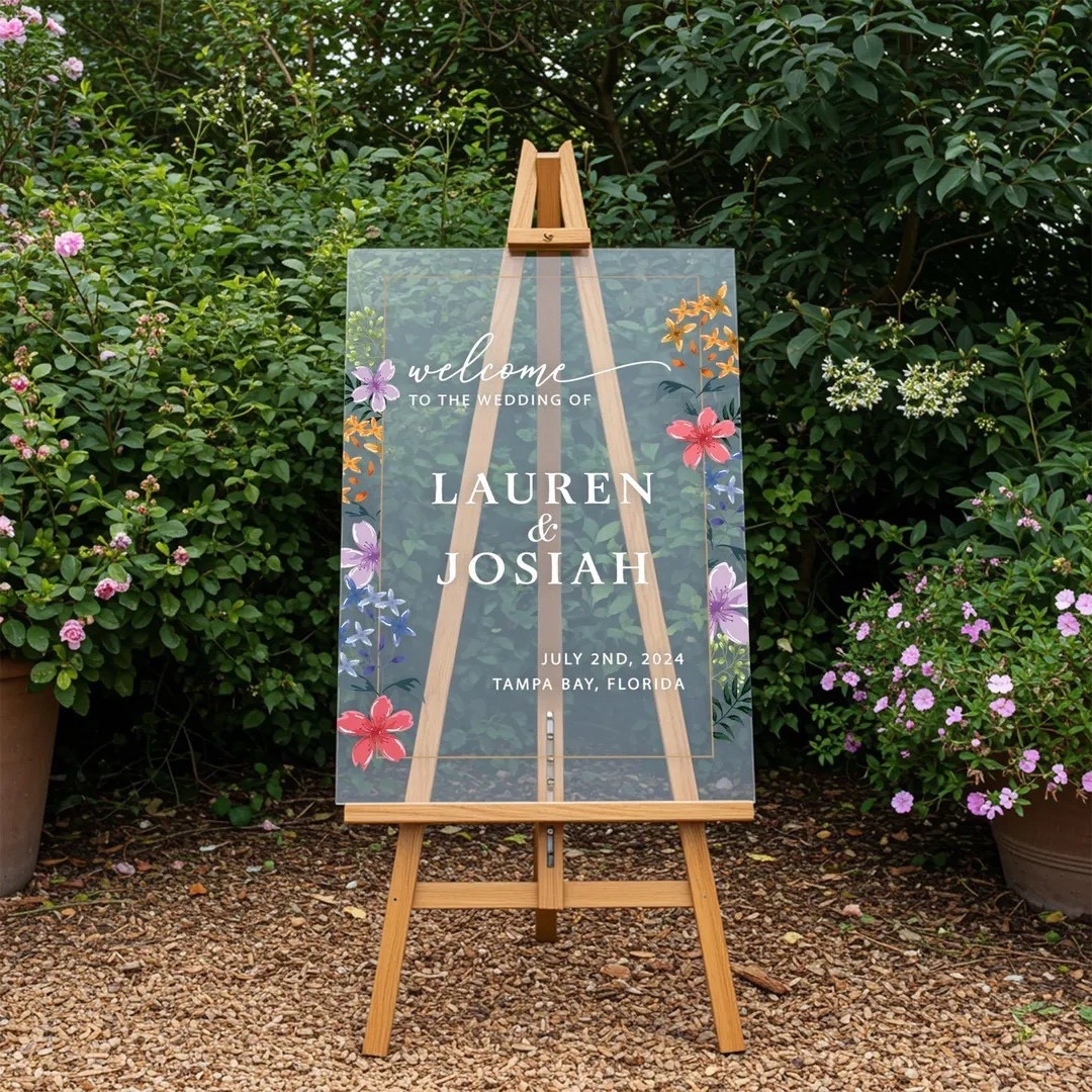 Welcome guests in style with this personalized wildflower acrylic wedding sign that blends modern elegance with natural charm. The delicate floral design paired with custom wedding details creates a stunning first impression for your ceremony or reception. Printed on sleek acrylic, it doubles as a beautiful keepsake the couple can treasure long after the celebration. 🌸 #LTKwedding #weddingsign #wildflowerwedding #weddingdecor #acrylicsign #weddinginspo #romanticwedding #eventstyling

#LTKWedding #LTKSeasonal