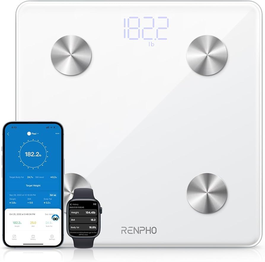 RENPHO Smart Scale, Digital Bathroom Scale for Weight, Scale with BMI, Body Fat, Muscle Mass, Bod... | Amazon (US)