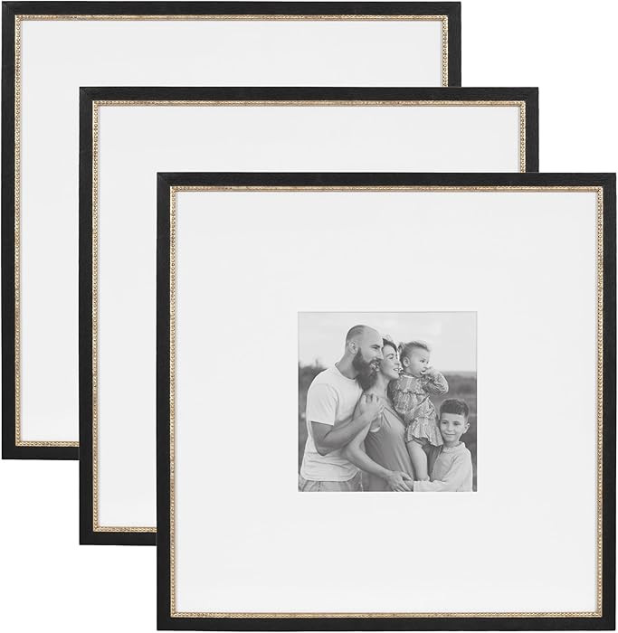 Kate and Laurel Wilbanks Traditional Square Picture Frame Set of 3, 18 x 18 matted to 8 x 8, Blac... | Amazon (US)