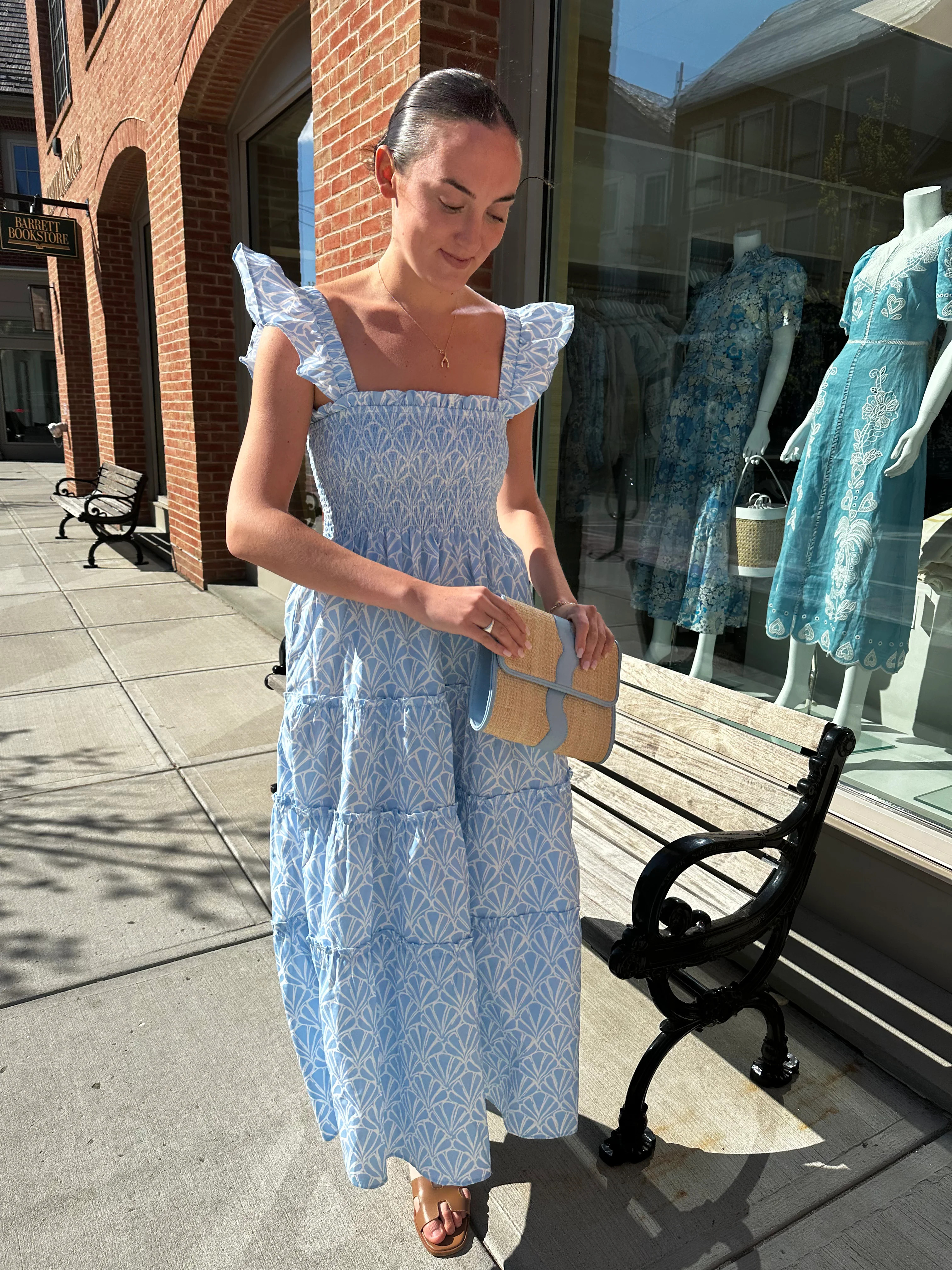 Seashell Print Flutter Sleeve Smocked Midi Dress | Sail to Sable