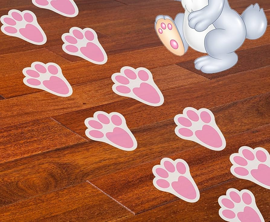 60Pcs Removable Easter Bunny Paw Prints Rabbit Paw Print Floor Decal Clings Easter Party Decorati... | Amazon (US)