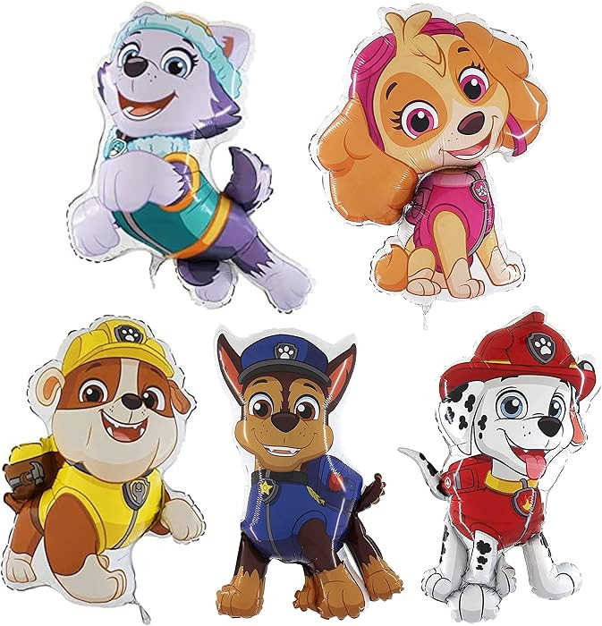 Toyland® Pack Of 5 Paw Patrol Foil Balloons - Chase, Everest, Marshall, Rubble & Skye Character ... | Amazon (US)