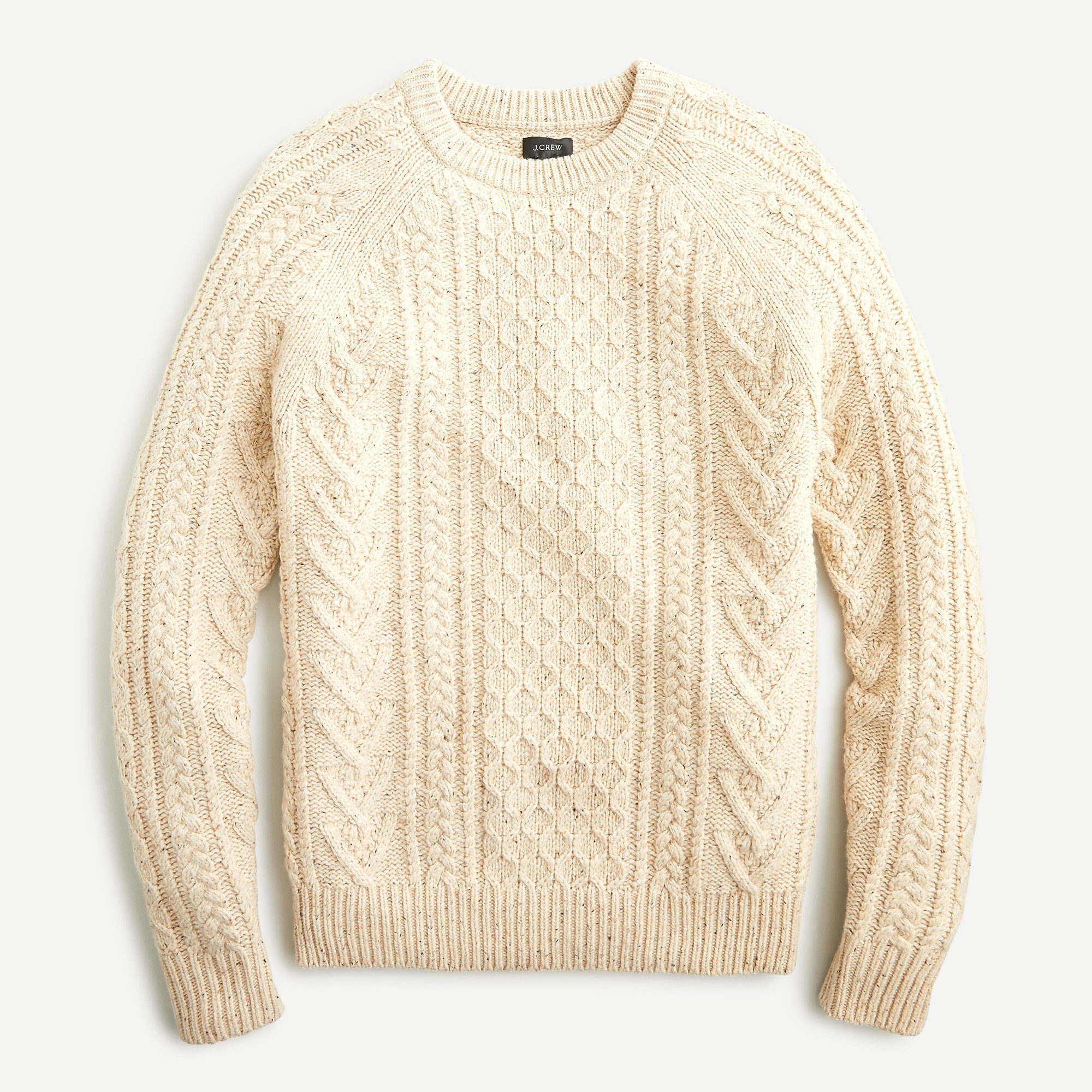 Rugged merino wool-blend donegal cable-knit crewneck sweater | J. Crew US