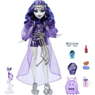 Monster High 12.7" Spectra Vondergeist Fashion Doll Purple Hair/Blue Eyes with Pet Ferret Rhuen and Accessories | Target