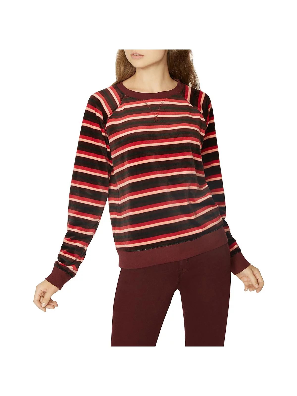 Sanctuary Womens La Brea Velour Striped Pullover Top Red XS | Walmart (US)