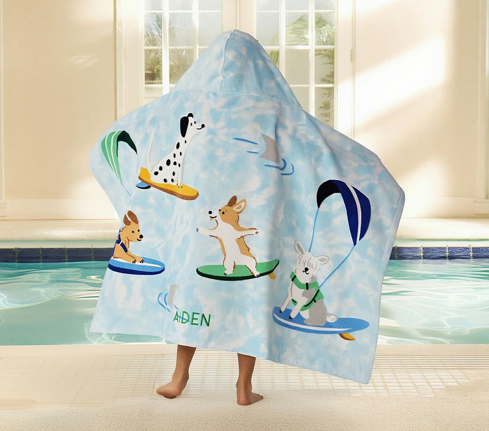 Tie Dye Surfing Dogs Kid Beach Hooded Towel UPF 50+ | Pottery Barn Kids