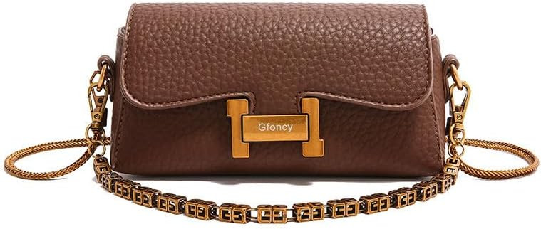 Women's Fashion Luxury PU Leather Crossbody Bag, Small Flap Shoulder Purse with Gold Chain Strap,... | Amazon (US)