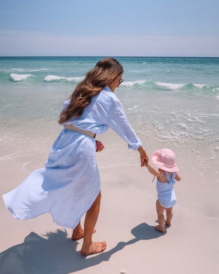 Mama and baby beach look!
Shirtdress coverup, blue gingham swimsuit, toddler swimsuit, family swimwear, vacation style, beach style 

#LTKfindsunder100 #LTKkids #LTKswim