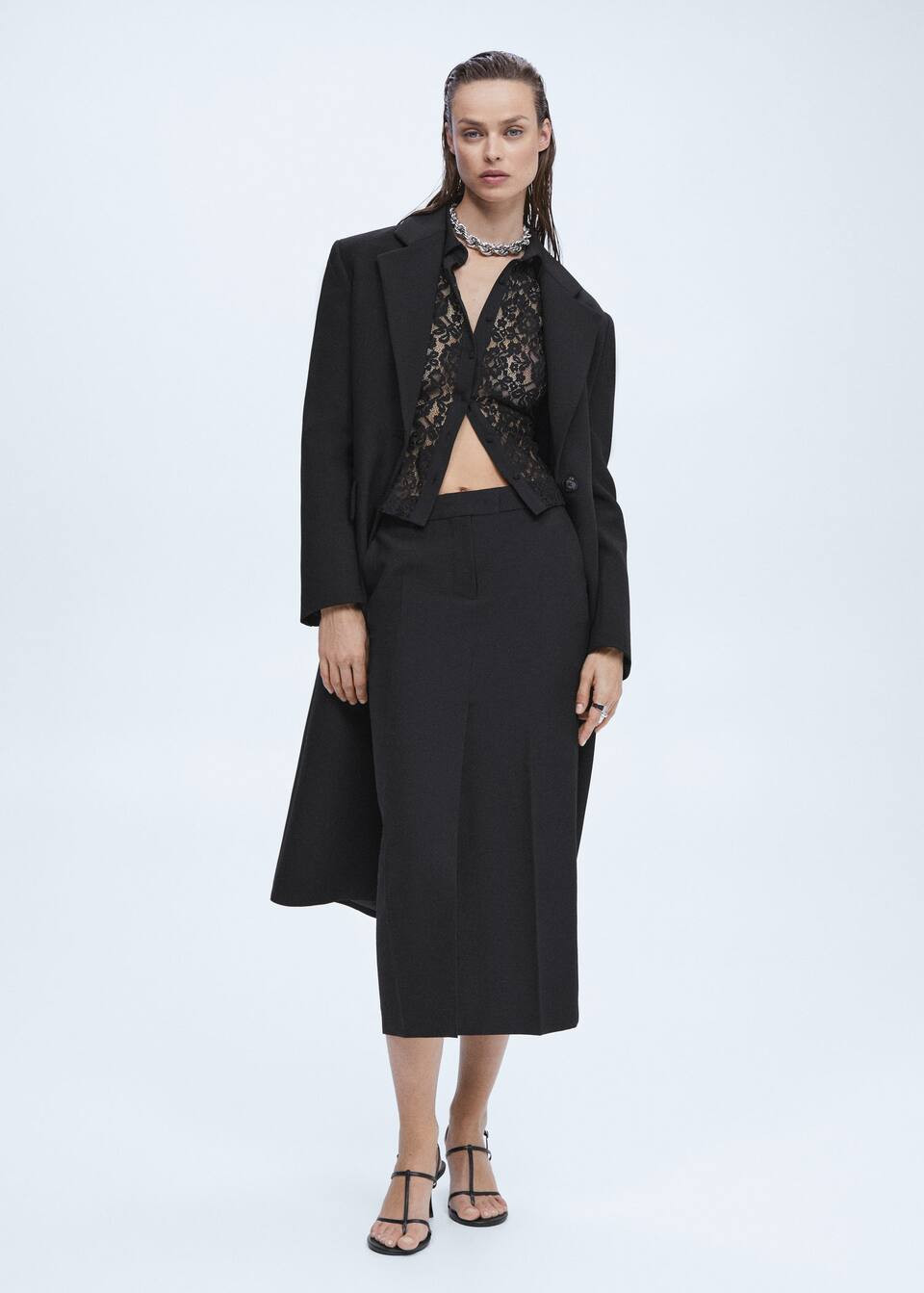 Pencil wool-blend skirt -  Women | Mango USA | MANGO (US)