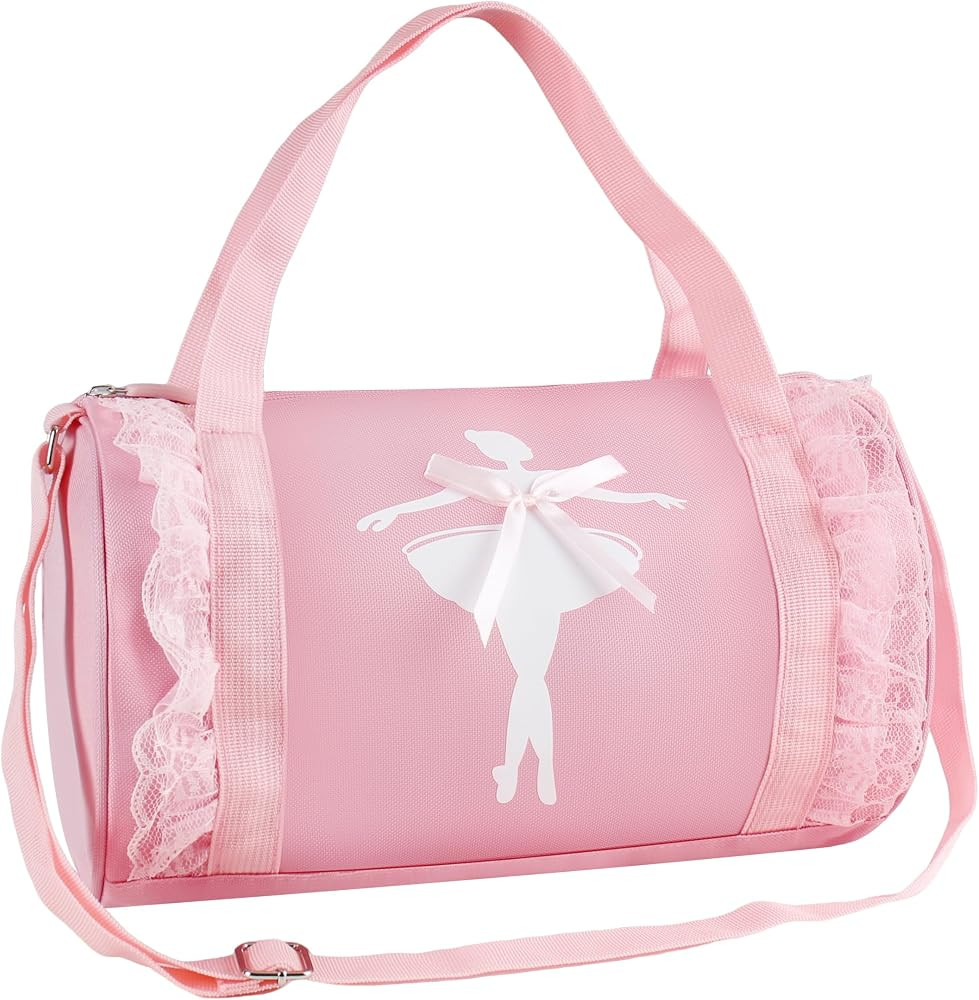 Dance Bag for Girls 4-8:Pink ballet Dance bag, Pink Lace Design with Zipper & Adjustable Straps, ... | Amazon (US)