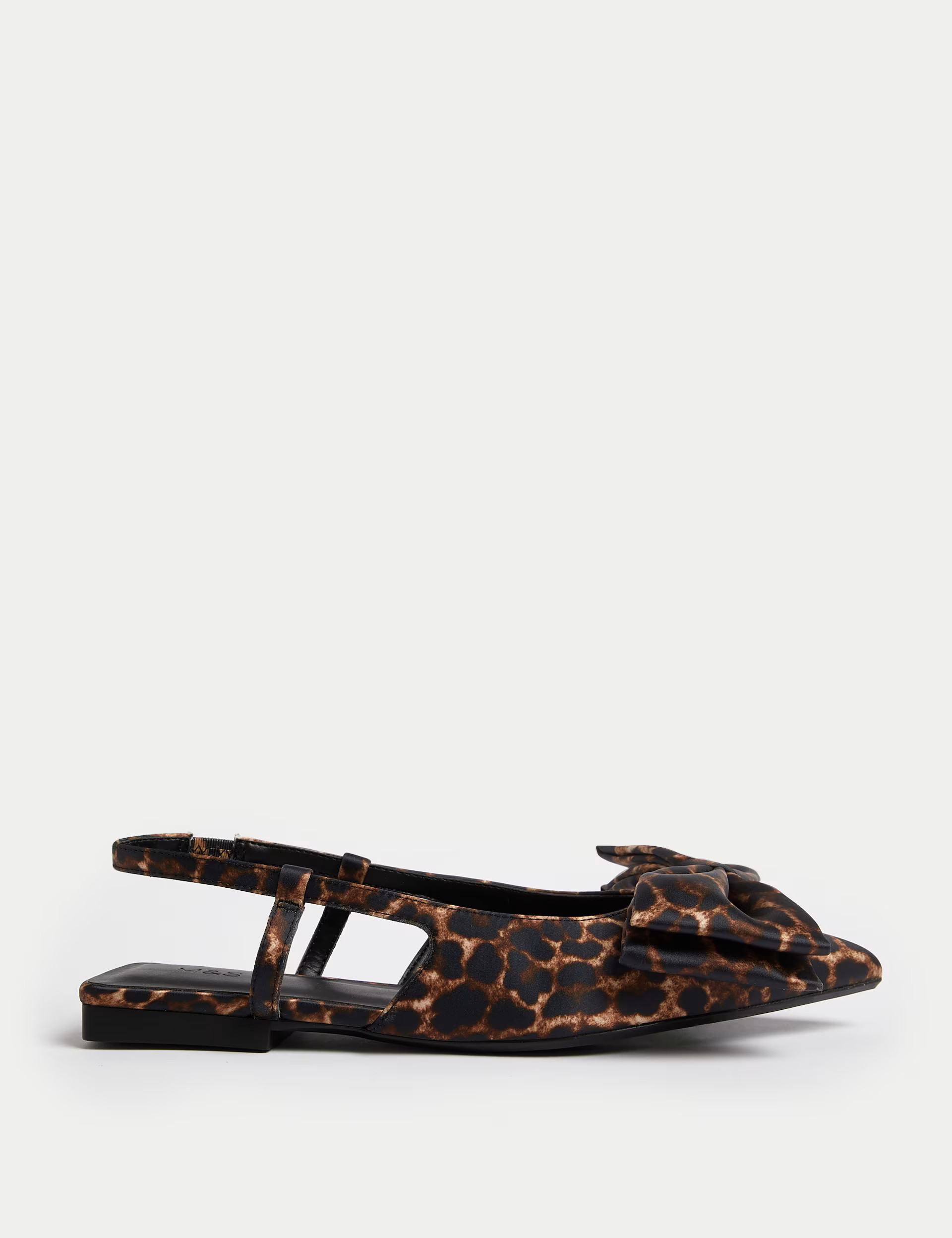 Satin Leopard Print Bow Block Heel Slingback Shoes | Marks & Spencer (UK)