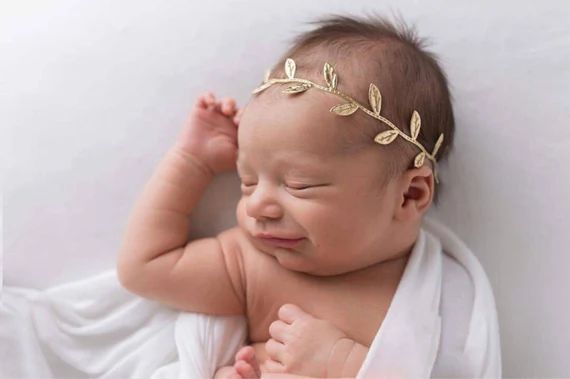 Gold Laurel Leaf Vine Headband Crown, Newborn- Adult Headband, First Birthday, Baby Photo Prop, G... | Etsy (US)