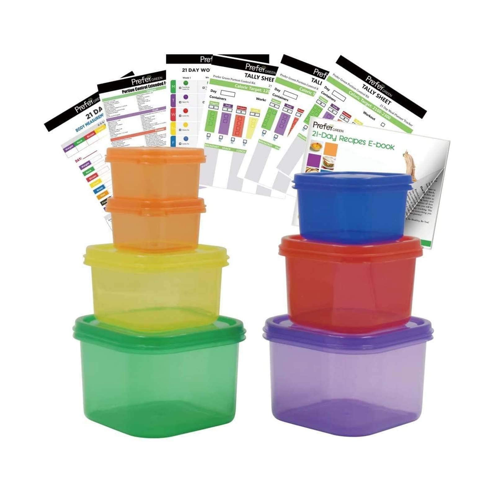7 PCS Portion Control Containers Kit (with COMPLETE GUIDE, 21 DAY DAILY TRACKER, 21 DAY MEAL PLAN... | Amazon (US)