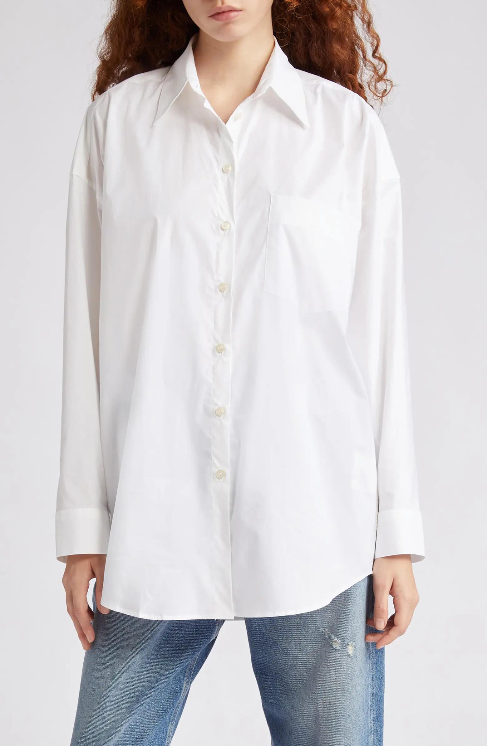 Acne Studios Sueli Oversize Organic Cotton Stretch Poplin Shirt | Nordstrom | Nordstrom