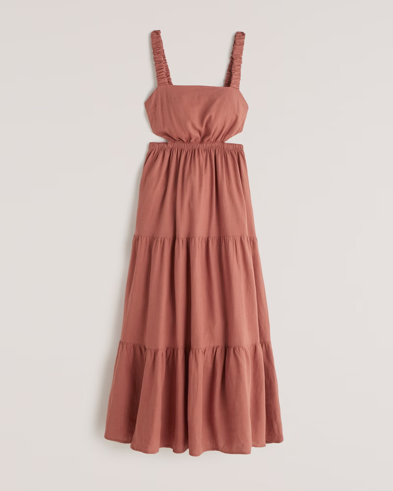 Linen Cutout Maxi Dress | Abercrombie & Fitch (US)