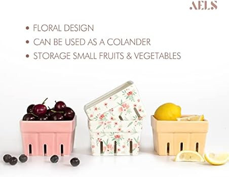 AELS Ceramic Berry Basket, Farmhouse Fruit Bowl Container for Fruit & Vegetables, Farmers Market,... | Amazon (US)