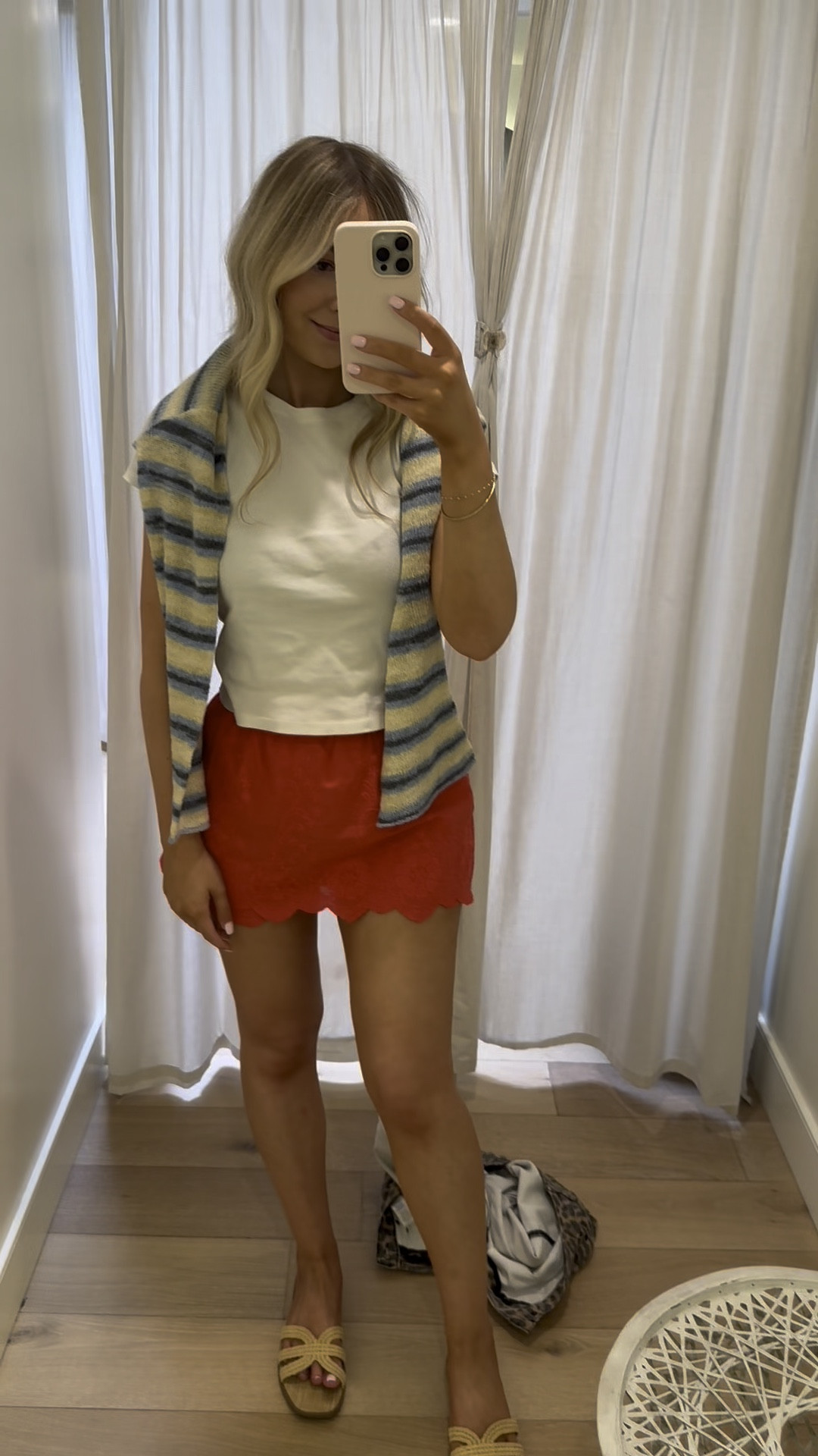 this outfit is so cute for the 4th of july!! 

fire red skort | line & dot | 4th of july outfit inspo | summer outfits | summer outfit inspo | red skirt | blue and white striped sweater | white t shirt | summer style | red white and blue 