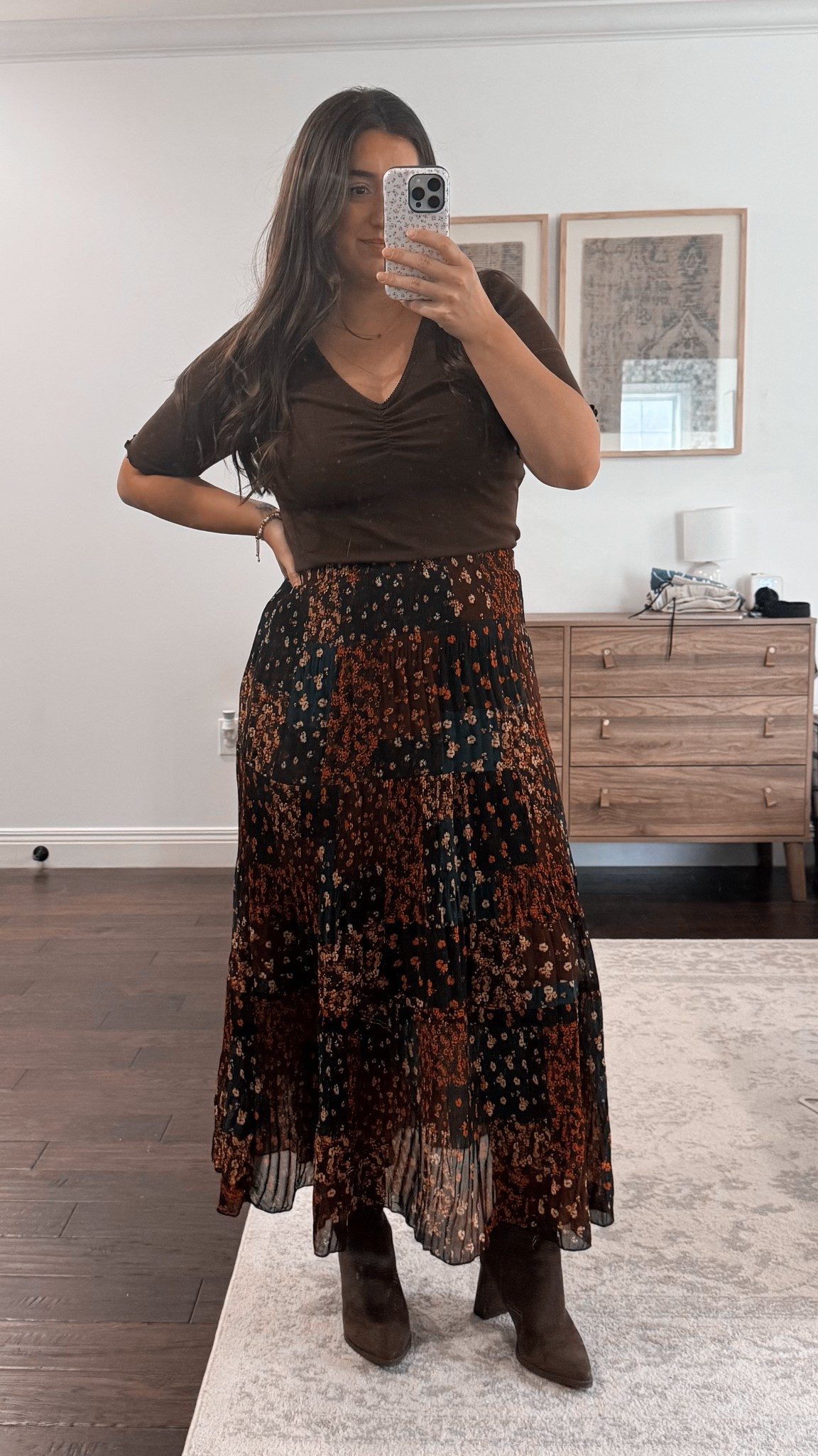 Transitional fall summer to fall outfit 🤎

#LTKMidsize #LTKSeasonal #LTKWorkwear