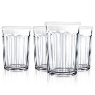 Working 21 oz. Glass Storage Jar and Cooler with White Lid (Set of 4) | The Home Depot