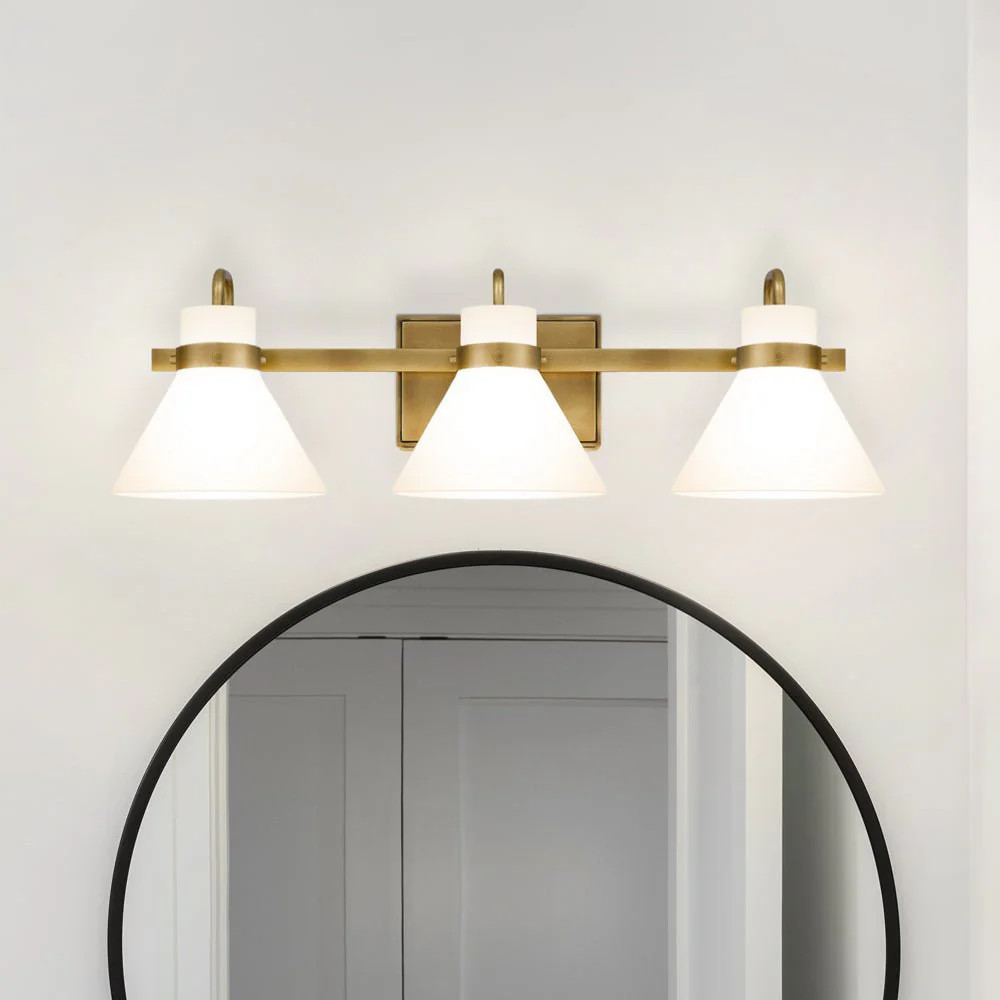 UQL5052 Luxe Industrial Indoor Bath Light, 4.50''H x 25.00''W x 8.50''D, Weathered Brass Finish, ... | Urban Ambiance, Inc.