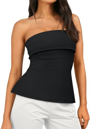 AUTOMET Going Out Tube Tops for Women 2025 Trendy Summer Off Shoulder Backless Cute Work Shirts V... | Amazon (US)