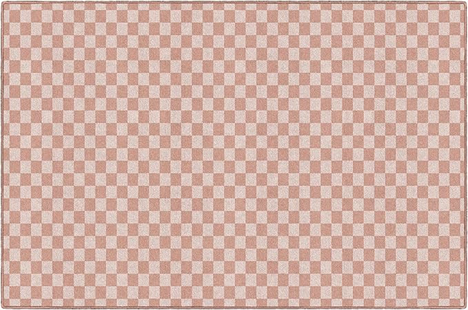 Flagship Carpets Blush Checkerboard Educational Area Rug for Kids Room Seating Décor, Children's... | Amazon (US)