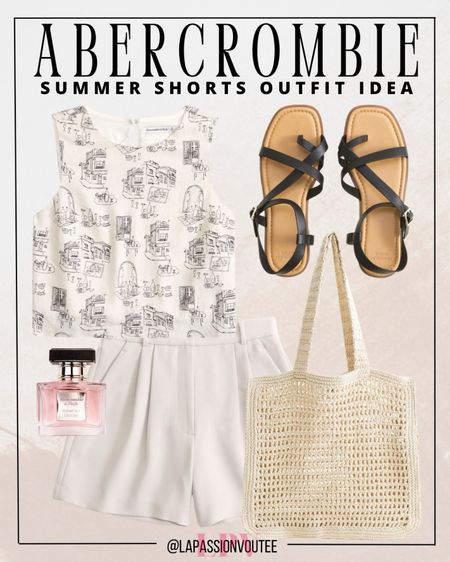 Step into summer sophistication with tailored shorts and sleeveless linen top ensemble. Add a touch of elegance with your favorite perfume and a straw tote bag. Complete the look with strappy slide sandals for effortless charm wherever you go. Embrace the season in style. ☀️ 

#LTKsalealert #LTKSeasonal #LTKstyletip
