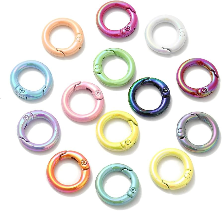 LiQunSweet 20MM 10 pcs Mixed Colors Iridescent Spring Gate Alloy Key Ring Trigger Snap Clips O Ri... | Amazon (US)