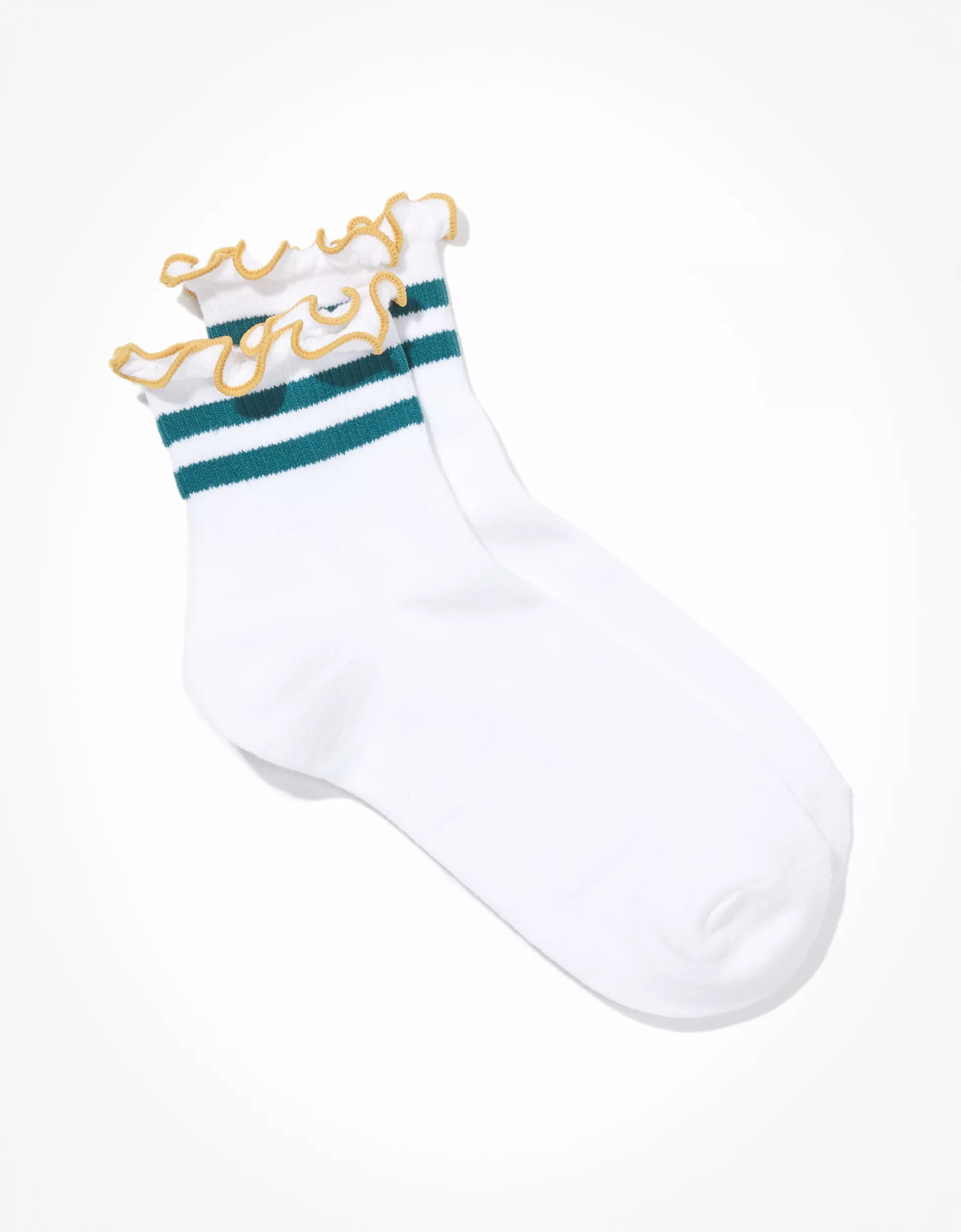 AE Striped Ruffled Boyfriend Sock | American Eagle Outfitters (US & CA)
