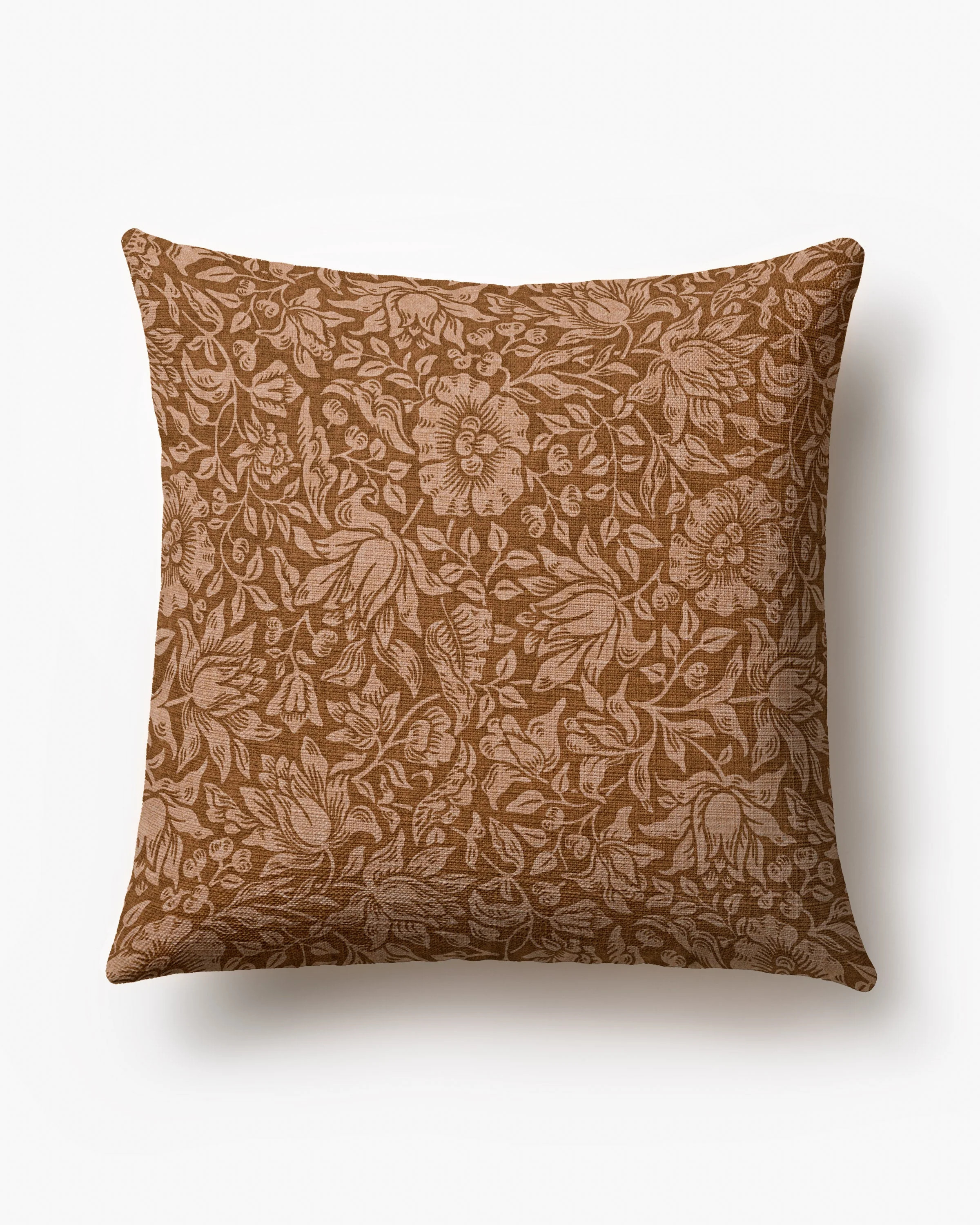Mallow Blush & Rust Washable Woven Throw Pillow by Morris & Co. | Ruggable US | Ruggable
