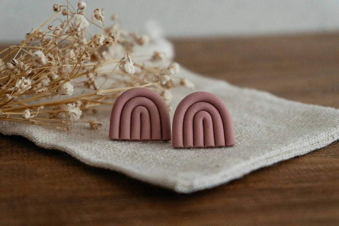 Pink Rainbow Valentine Earrings,polymer Clay Earrings,polymer Clay Rainbows,pink Rainbow Earrings... | Etsy (US)