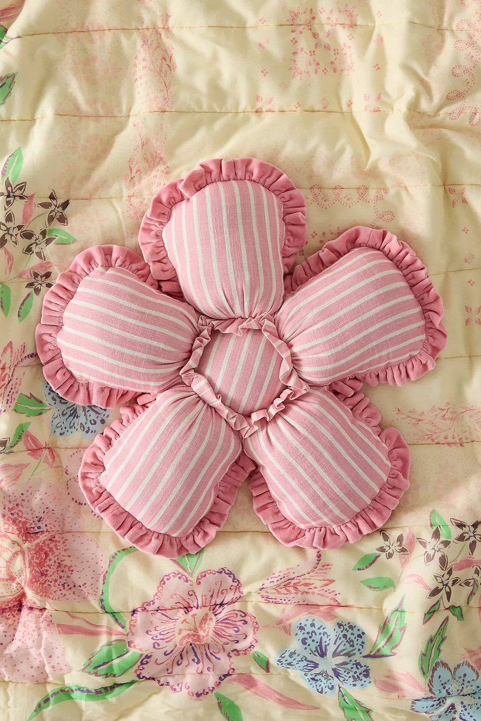 Pink Stripe Flower Cushion | Urban Outfitters UK