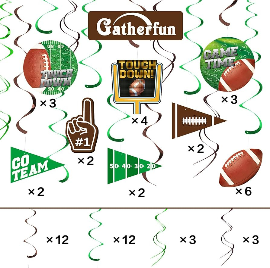 30 Pieces Football Party Decorations Football Hanging Swirl for Football Birthday Party Football ... | Amazon (US)