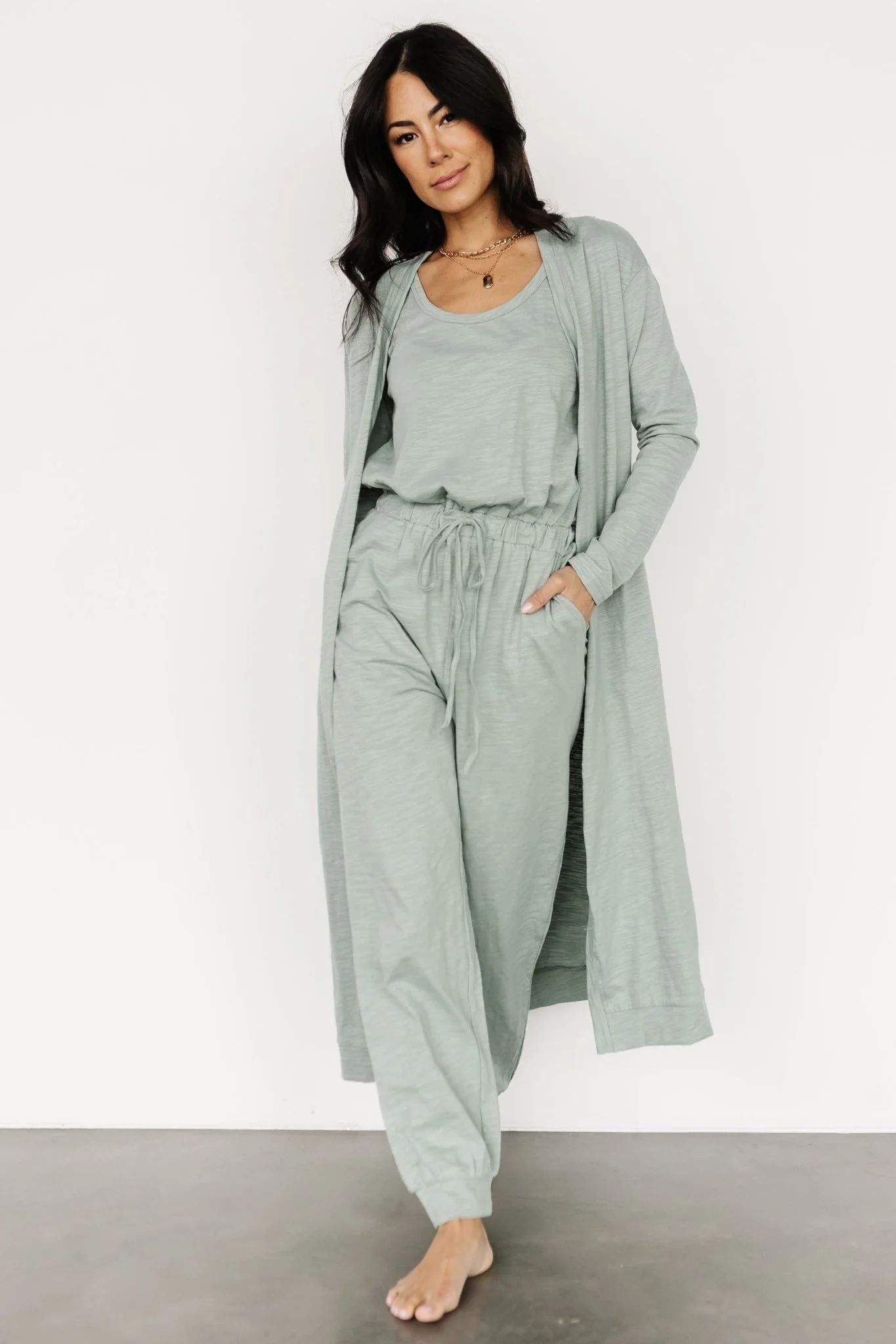 Janae Jumpsuit + Cardigan Set | Sage | Baltic Born