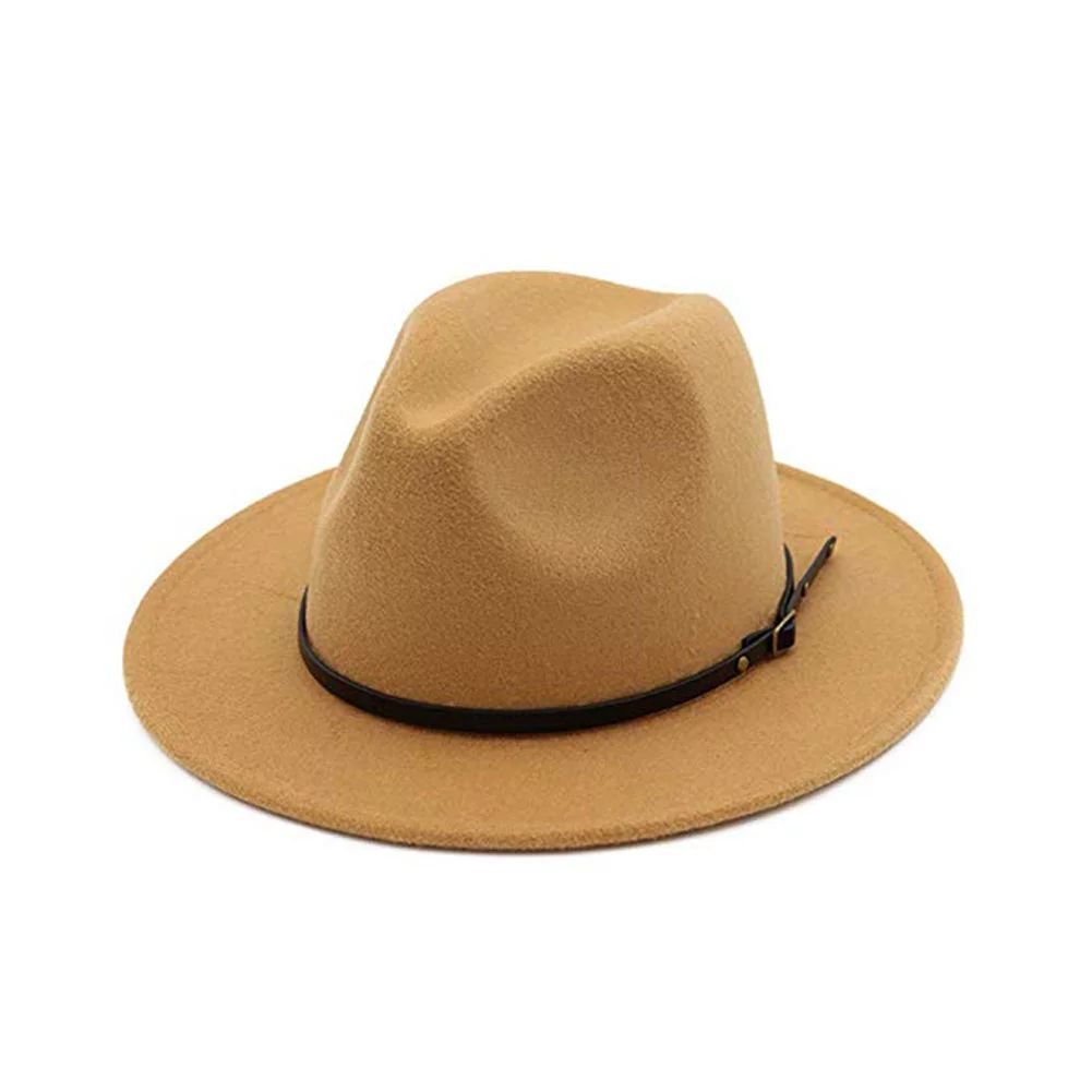 VERMON Fedora，Vintage Solid Color Felt Wide Brim Bowler Fedora Hat Winter Floppy Women Cap - Wa... | Walmart (US)