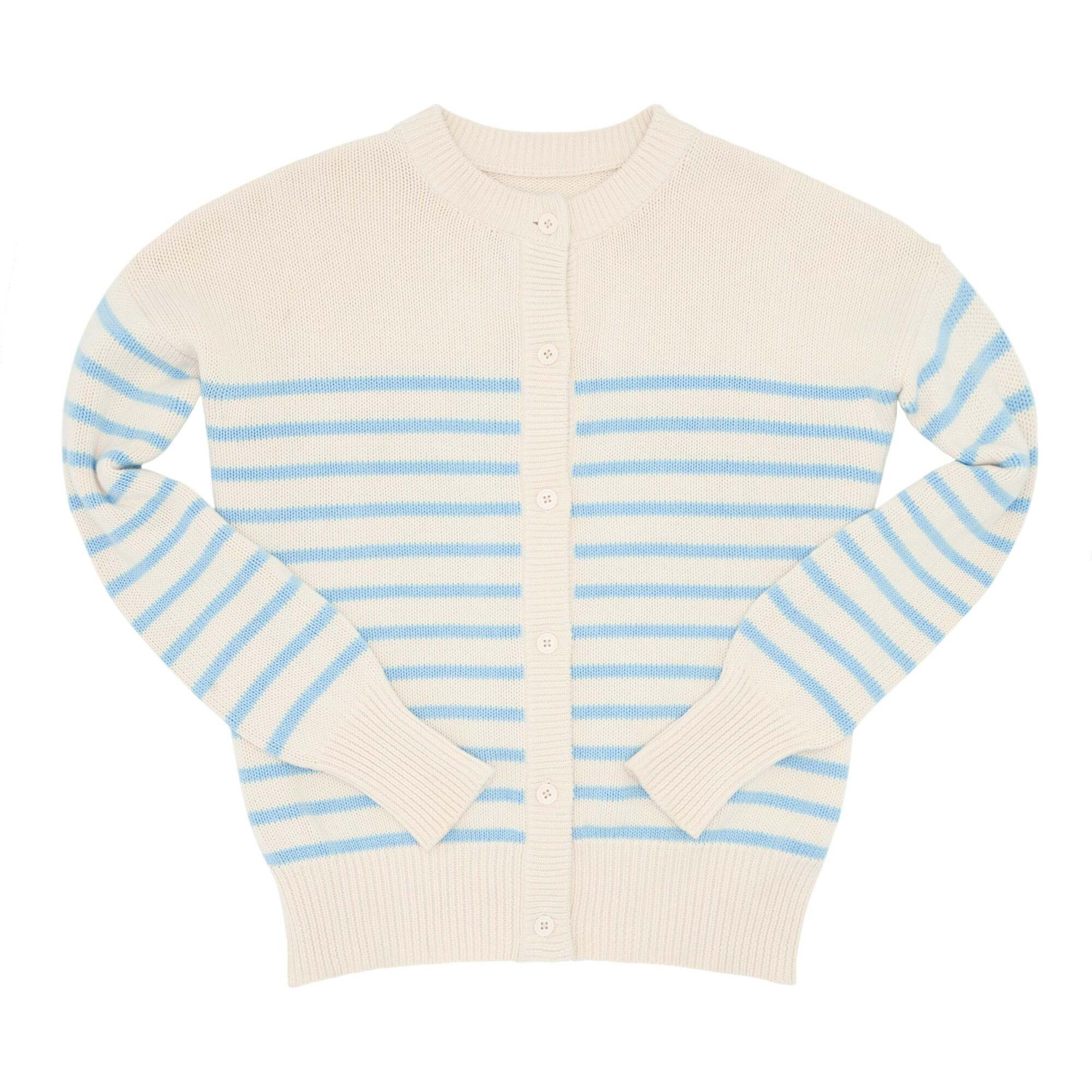 Women's Peri Stripe Cardigan, Cream And Blue | Maisonette