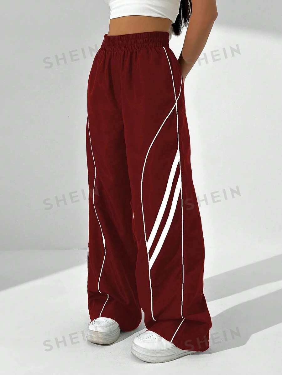 SHEIN Coolane Women Simple Line Printed Casual Long Pants | SHEIN