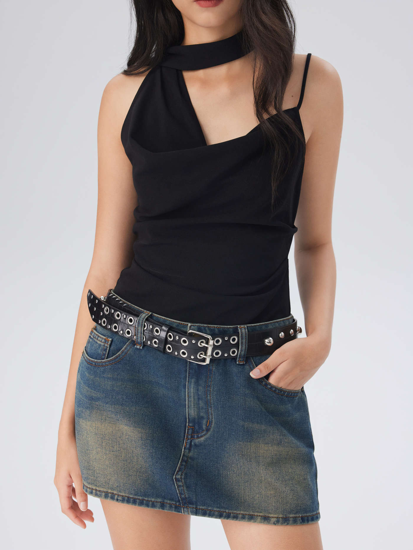 STUDDED & EYELET EMBELLISHED BELT For Daily Casual Music Festival/Live House | Cider