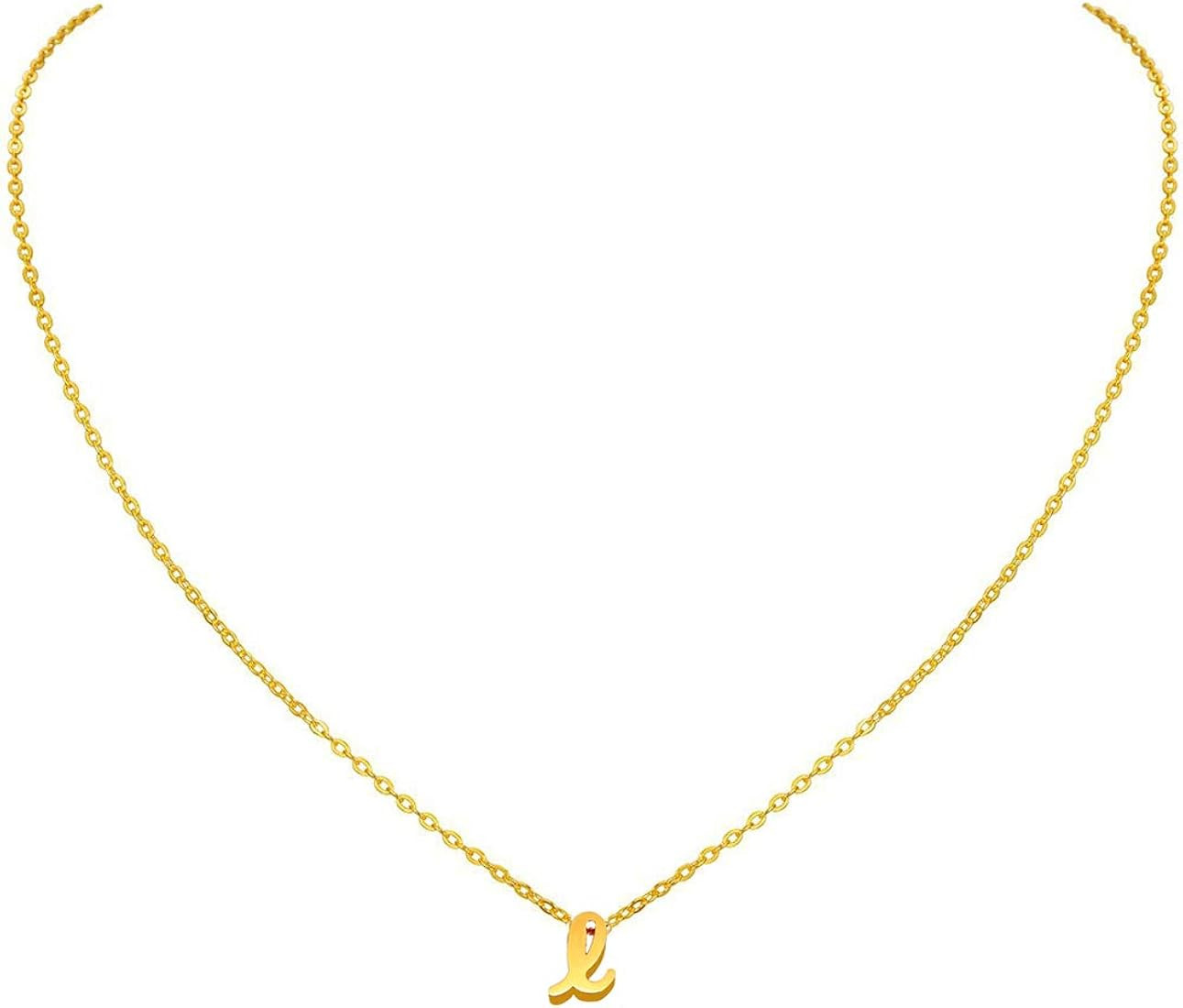 MOMOL Small Initial Necklace, 18K Gold Plated Stainless Steel Tiny Initial Charm Necklace Cursive... | Amazon (US)