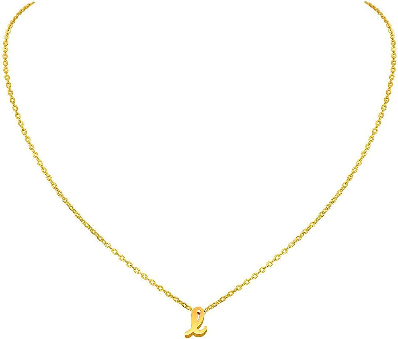 MOMOL Small Initial Necklace, 18K Gold Plated Stainless Steel Tiny Initial Charm Necklace Cursive... | Amazon (US)
