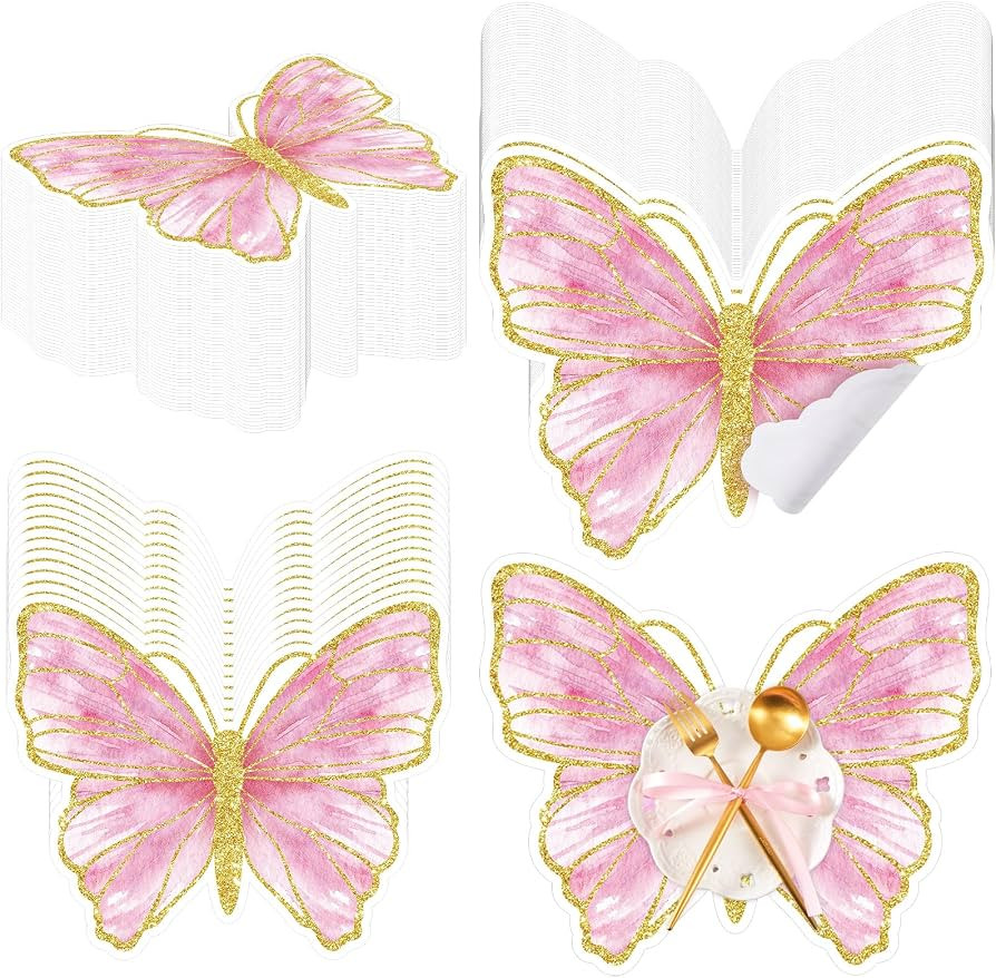 Harloon 100 Pcs Butterfly Paper Placemats Disposable Colorful Butterfly Table Mats for Spring Sum... | Amazon (US)