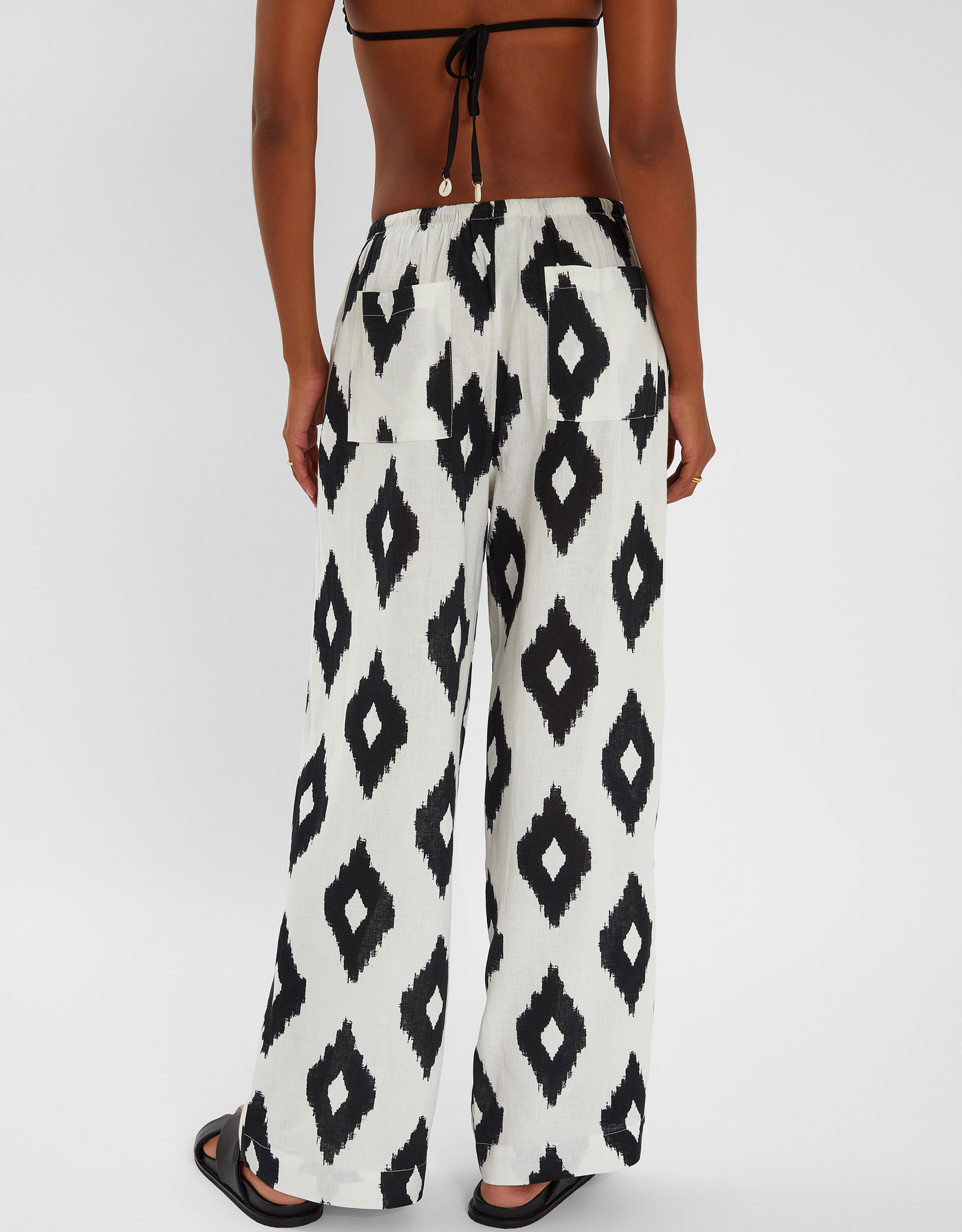 Diamond Print Wide Leg Trousers Black | Accessorize (Global)
