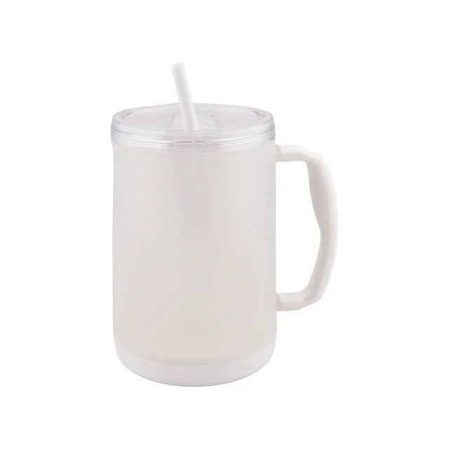 Mainstays 48-Ounce Plastic Textured Hydro Mug with Lid, White | Walmart (US)