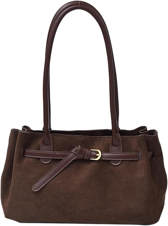 Korean Inspired Shoulder Bag Soft Suedes Underarm Purse Casual Handbag for Women Girls | Amazon (US)