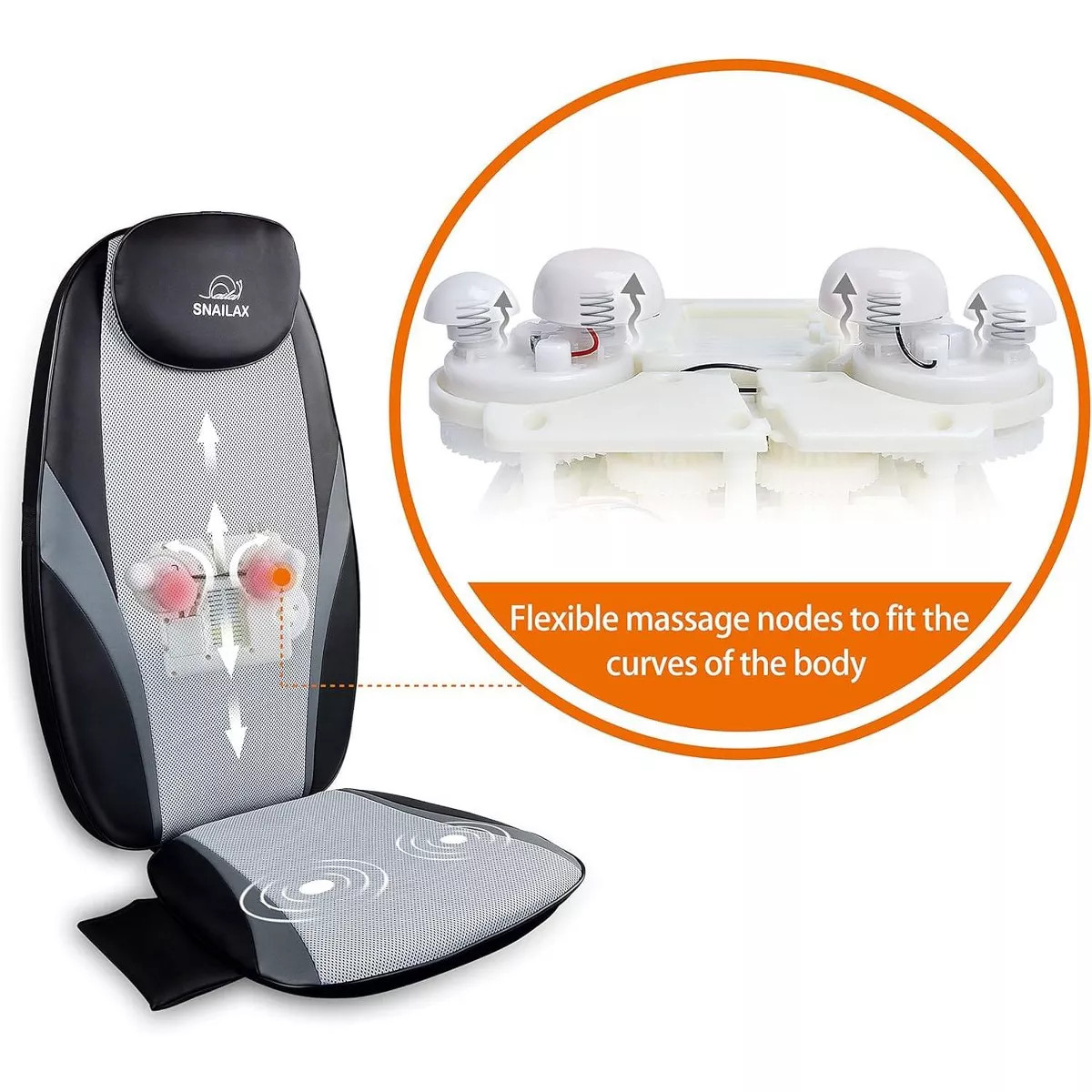 Snailax Shiatsu Massage Cushion with Heat Massage Chair Pad Kneading Back Massager Black | Target