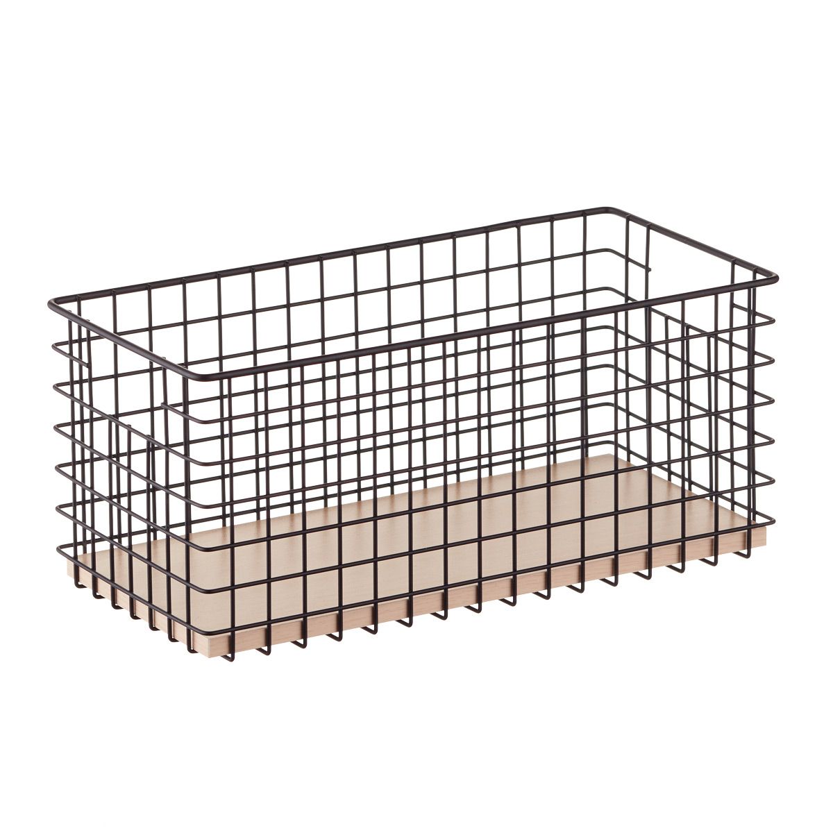 The Container Store Narrow Maddox Wire Grid Bin Black | The Container Store