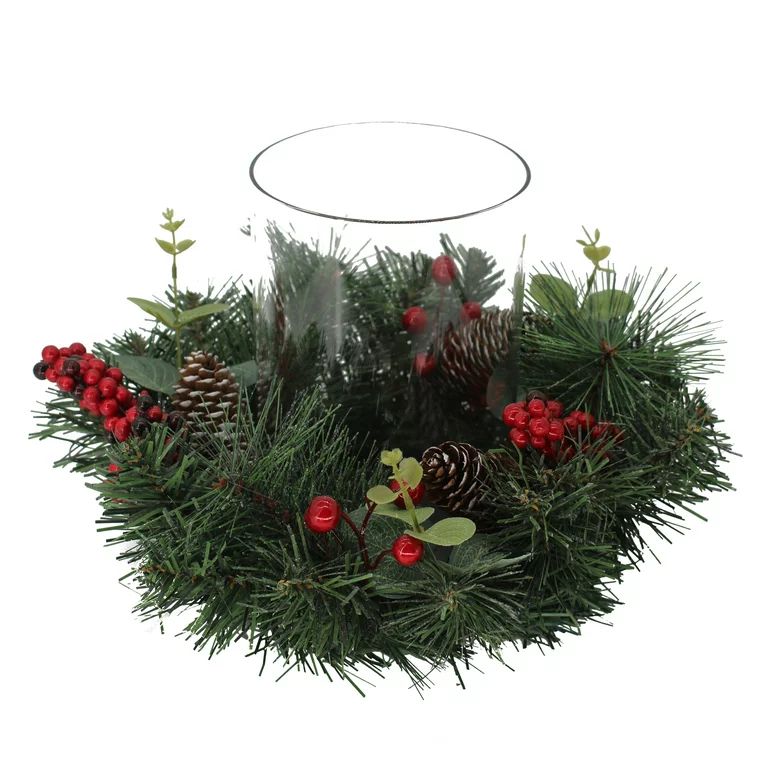 Holiday Time Christmas Hurricane Candle Holder, Red | Walmart (US)